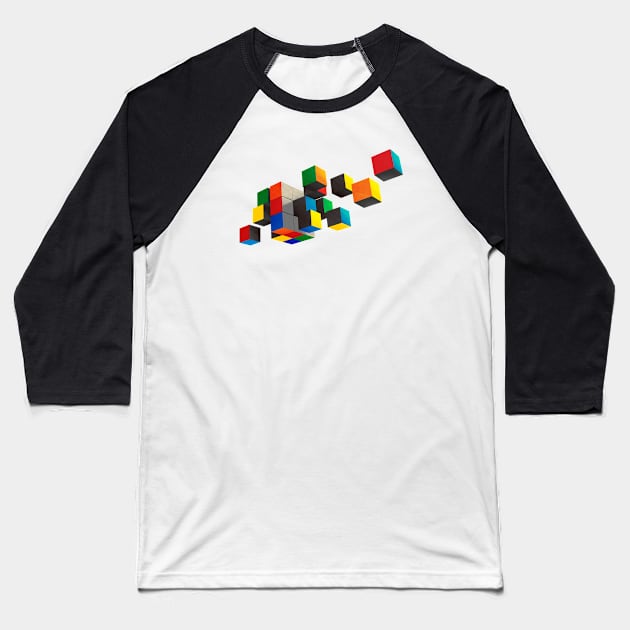 Rubik's cube Abstract art Baseball T-Shirt by asitha